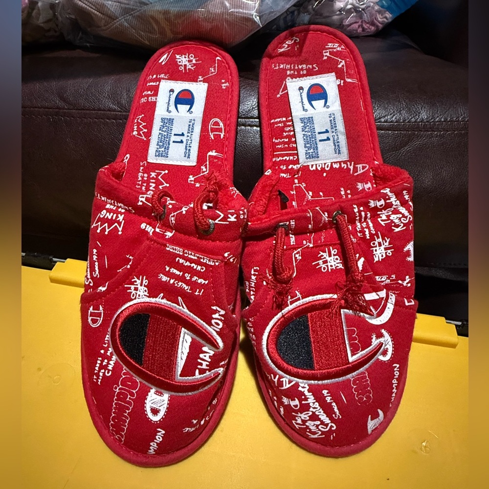 Champion Red Graphic Slide Sandals
